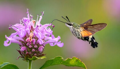 Hummingbird moth feeding on a flower