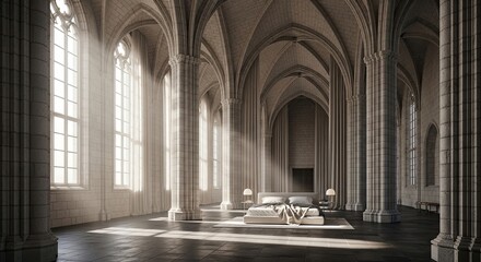 Grand Hall Gothic Architectural Masterpiece with Natural Light