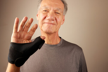 Man wearing a Black Wrist and Thumb Support Brace for Arthritis and Thumb pain