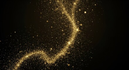 A swirling, glittering trail of golden particles against a dark background, suggesting magic, celebration, or a celestial phenomenon.