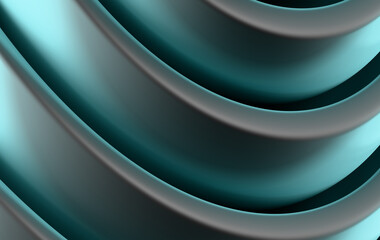 Modern 3D Wave Pattern in Aqua and Silver Shades with Elegant Flowing Design