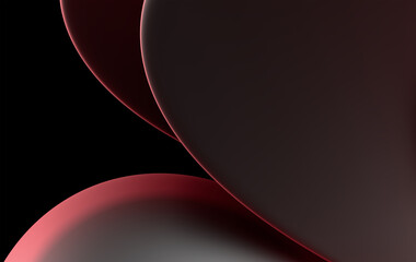 Dark Elegant Abstract Layers with Metallic Red Highlights and Curved Shapes