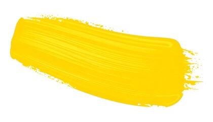 Vibrant yellow paint stroke on white background, abstract art design concept