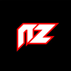 NZ logo design, initial NZ letter design with sci-fi style. NZ logo for game, esport, Technology, Digital, Community or Business. N Z sport modern Italic alphabet font. Typography urban style fonts.