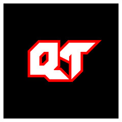 QT logo design, initial QT letter design with sci-fi style. QT logo for game, esport, Technology, Digital, Community or Business. Q T sport modern Italic alphabet font. Typography urban style fonts.