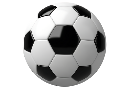 Classic black and white soccer ball isolated on transparent background