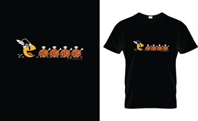 Puc Man Funny Thanksgiving T‑Shirt Design