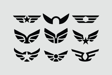  collection of vector wing emblems in a modern, geometric, and stylized design . 