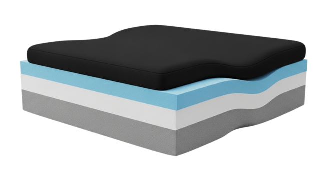 Modern Black Seat Cushion Layers Foam Illustration Comfort Design Cutaway Ergonomic Layers Multi Layered Structure