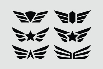  collection of vector wing emblems in a modern, geometric, and stylized design . 