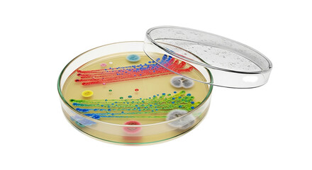 Colorful Microbiology Petri Dish Culture of Bacteria Growth Science Lab Research Disease Studies Microorganism Sample