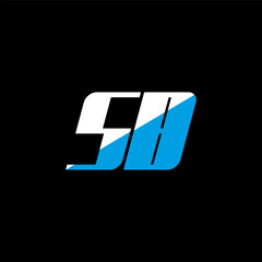 SB letter logo design on black background. SB creative initials letter logo concept. SB icon design. SB white and blue letter icon design on black background. S B