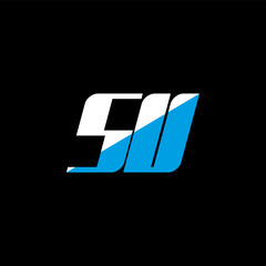 SU letter logo design on black background. SU creative initials letter logo concept. SU icon design. SU white and blue letter icon design on black background. S U