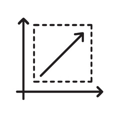 Growth chart with an upward trend indicated by a diagonal arrow