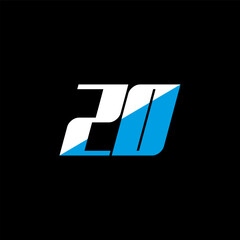 ZO letter logo design on black background. ZO creative initials letter logo concept. ZO icon design. ZO white and blue letter icon design on black background. Z O