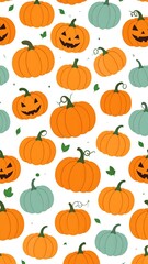 Halloween pumpkin pattern on white background (1)