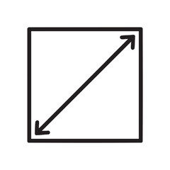Simple black and white outline of a square with a diagonal arrow