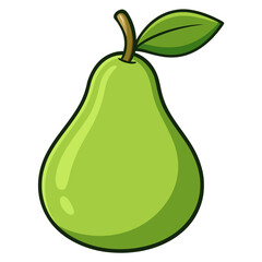 Ripe green pear fruit isolated on white background illustrationRipe green pear fruit isolated on white background illustration