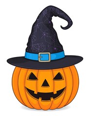 Halloween pumpkin with witch hat (1)
