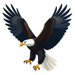 Obraz premium Bald eagle in flight, wings spread wide