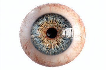 Stunningly detailed human eyeball macro shot revealing intricate iris patterns and subtle vascular networks, perfect for medical, science, or artistic concepts