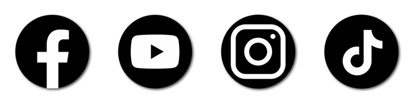 Social Media Icons Set &ndash; Facebook, youtube, instagarm, tiktok, png.