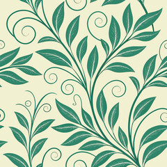 seamless floral pattern with leaves