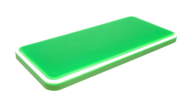 A single green rectangular object with rounded corners and a subtle white outline isolated on a black background isolated on white background isolated on transparent background