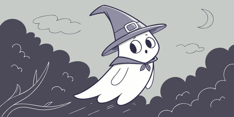 vector illustration of a halloween witch