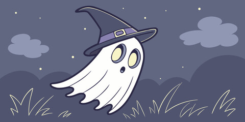 illustration of a witch flying in the moon