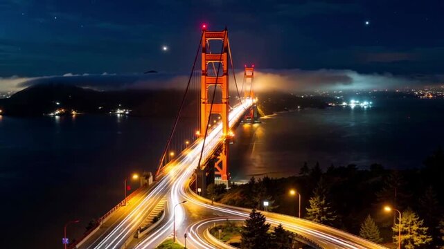 Time Lapse Video Golden Gate Bridge San Francisco Night Scene