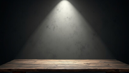 Texture empty brown wood table top texture in room black floor is made of dark plaster for interior decoration .used as background studio wall for display your products.