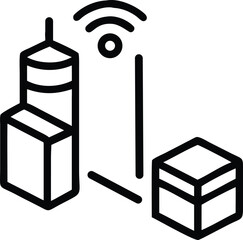 Smart city infrastructure with wireless connection and modern building design