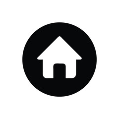 Minimal Black Home Icon in Circle - House Symbol
