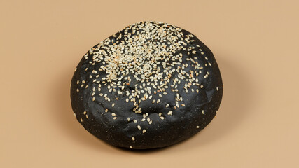 Black bread bun isolated