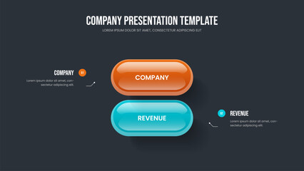 Corporate Proposal Two Option Diagram Slide Layout. Digital Briefing 2 Step Infographic Presentation Design. Service Report Frame Template Vector Illustration.