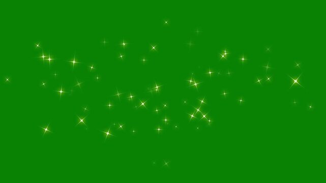 4k White glowing stars sparkle, doodle glitter trail, twinkle magic dust animation, Magic sparkles glitter stars, seamless loop, shimmering particles transition on transparent green screen background.