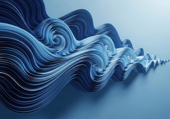 Abstract blue waves flowing with swirling patterns and depth