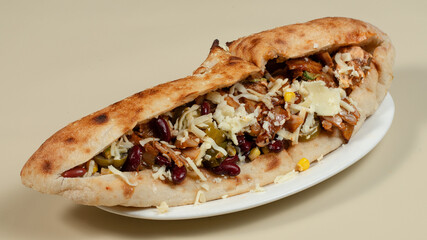 Doner kebab on plate isolated