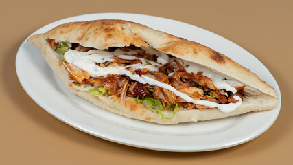 Doner kebab on plate isolated