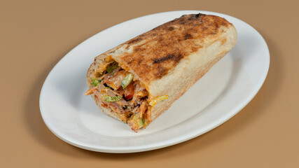 Doner kebab on plate isolated