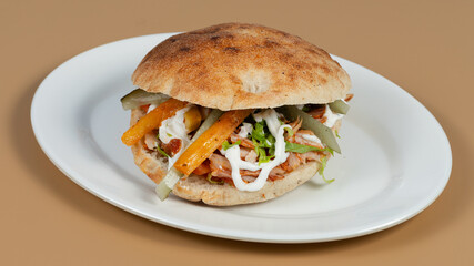 Doner kebab on plate isolated