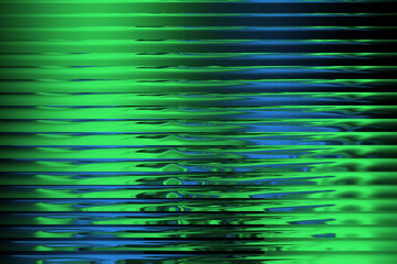 Abstract green and blue horizontal lines with glitch effect
