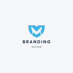 Flat design M logo branding template