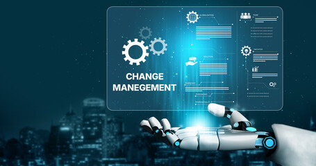 AI supports business transformation through change management strategies combining innovation, globalization, solution enablement, and team collaboration Vouch