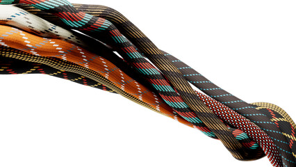 Dynamic Close-up of Colorful Patterned Cables