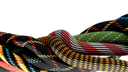 Close-up of Colorful Patterned Cables Forming a Tight Bend