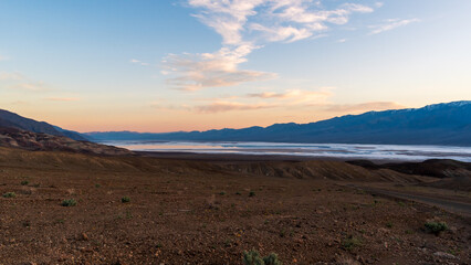 Panamint Mountains Reflected in Shallow Lake Manly, Death Valley National Park