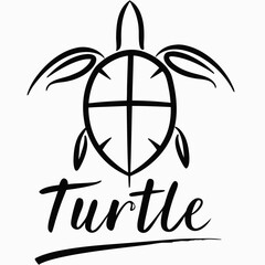 Black turtle illustration with the text 'Turtle' beneath  