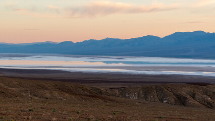 Panamint Mountains Reflected in Shallow Lake Manly, Death Valley National Park